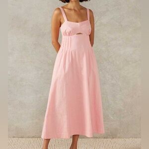 Anthropologie Mon Renn Sunlight Midi Dress in Blush Pink - XS - NWT